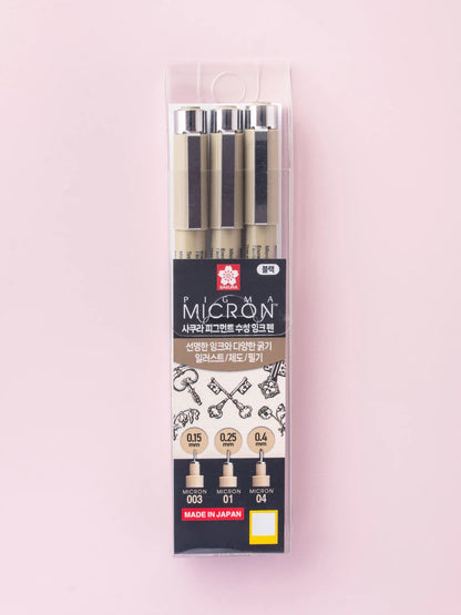 Sakura Pigma Set de 3 Plumones Fineliners (0.15 / 0.25 / 0.4 mm)