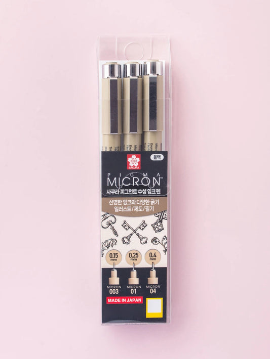 Sakura Pigma Set de 3 Plumones Fineliners (0.15 / 0.25 / 0.4 mm) - Miroi Store